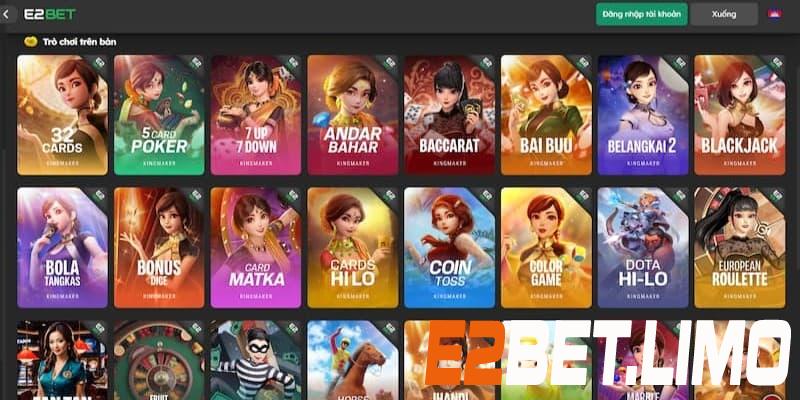 Các trò chơi game bài có mặt tại nhà cái