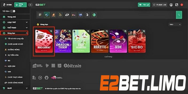 Trình tự luật chơi Baccarat tại E2bet