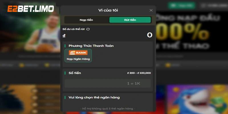 Điều kiện rút tiền E2bet thành công
